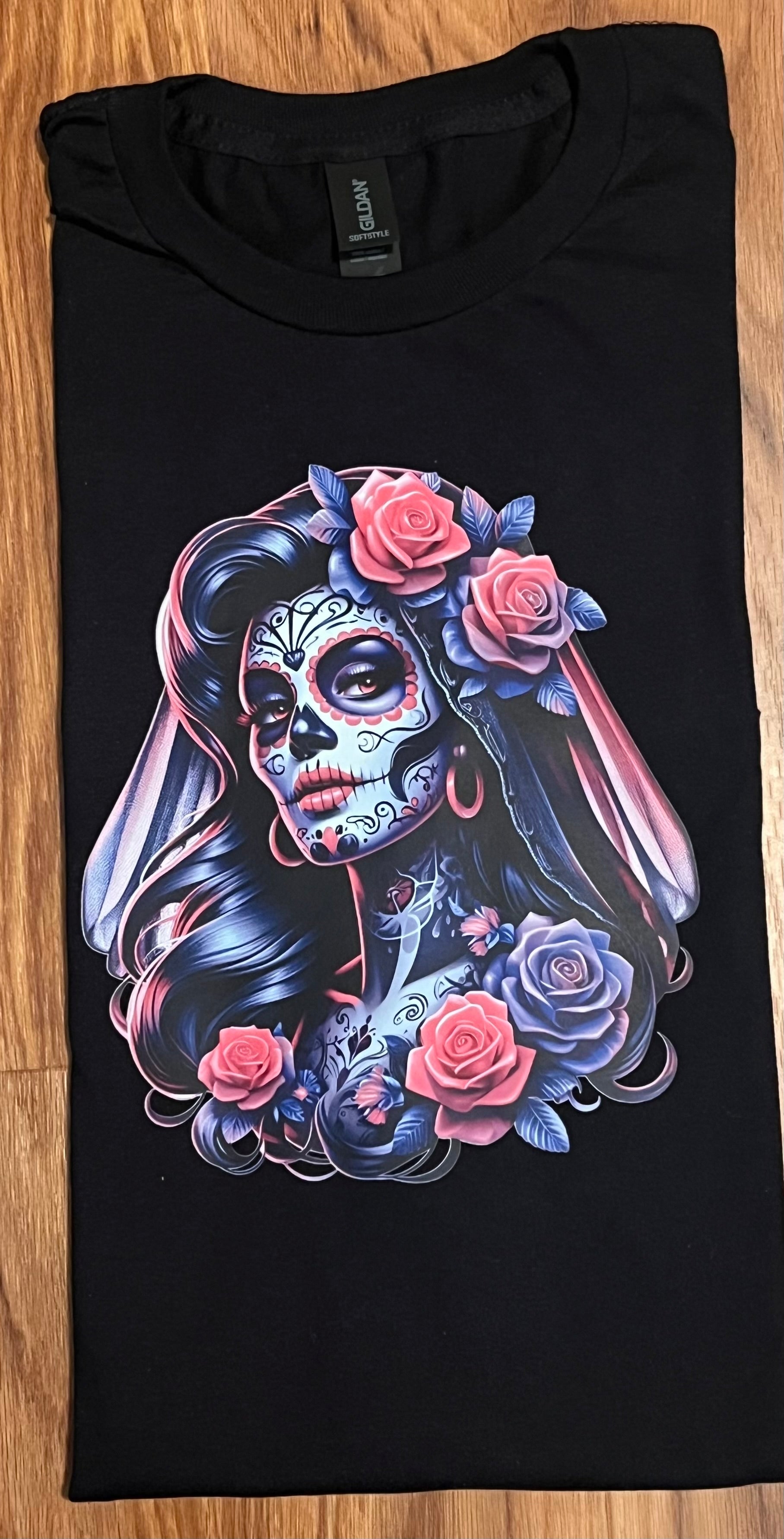 Catrina Rose Tee – Día de los Muertos Inspired Design T-Shirt Crewneck Short Sleeve