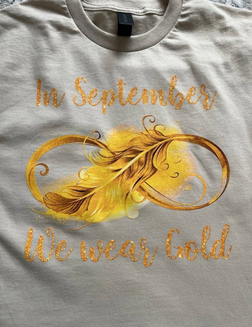 💛 “In September We Wear Gold” Childhood Cancer Awareness T-Shirt Crewneck Short Sleeve