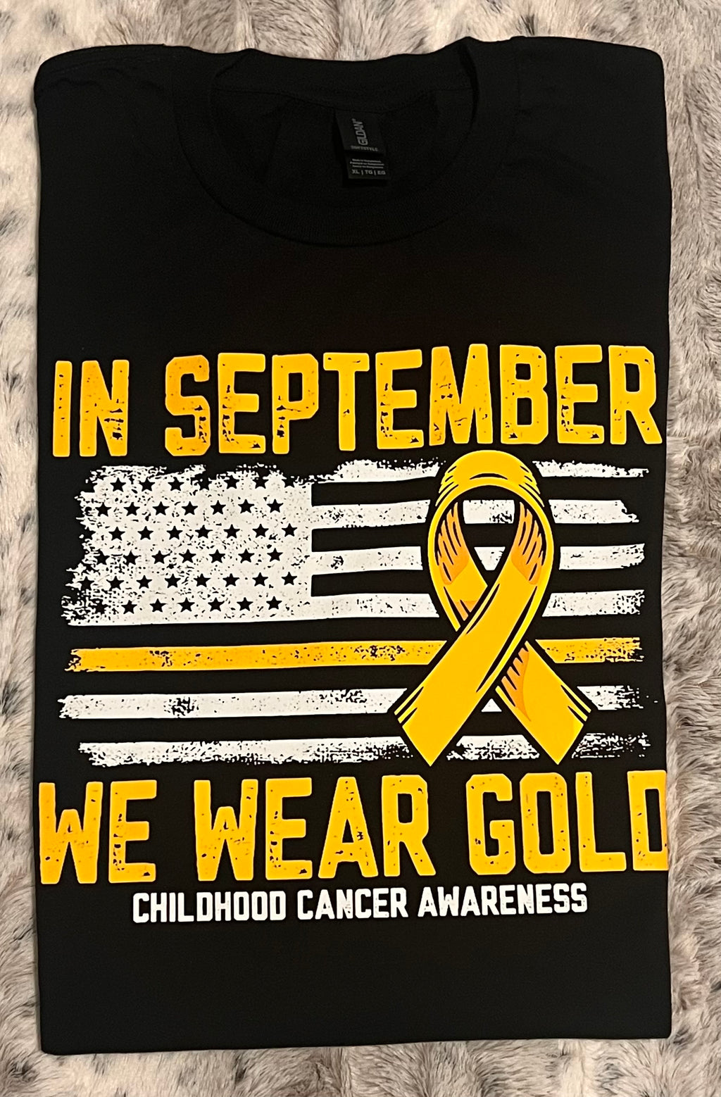 💛 “In September We Wear Gold” Childhood Cancer Awareness T-Shirt Crewneck Short Sleeve