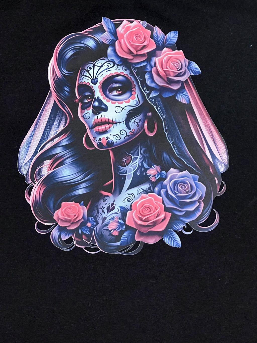 Catrina Rose Tee – Día de los Muertos Inspired Design T-Shirt Crewneck Short Sleeve