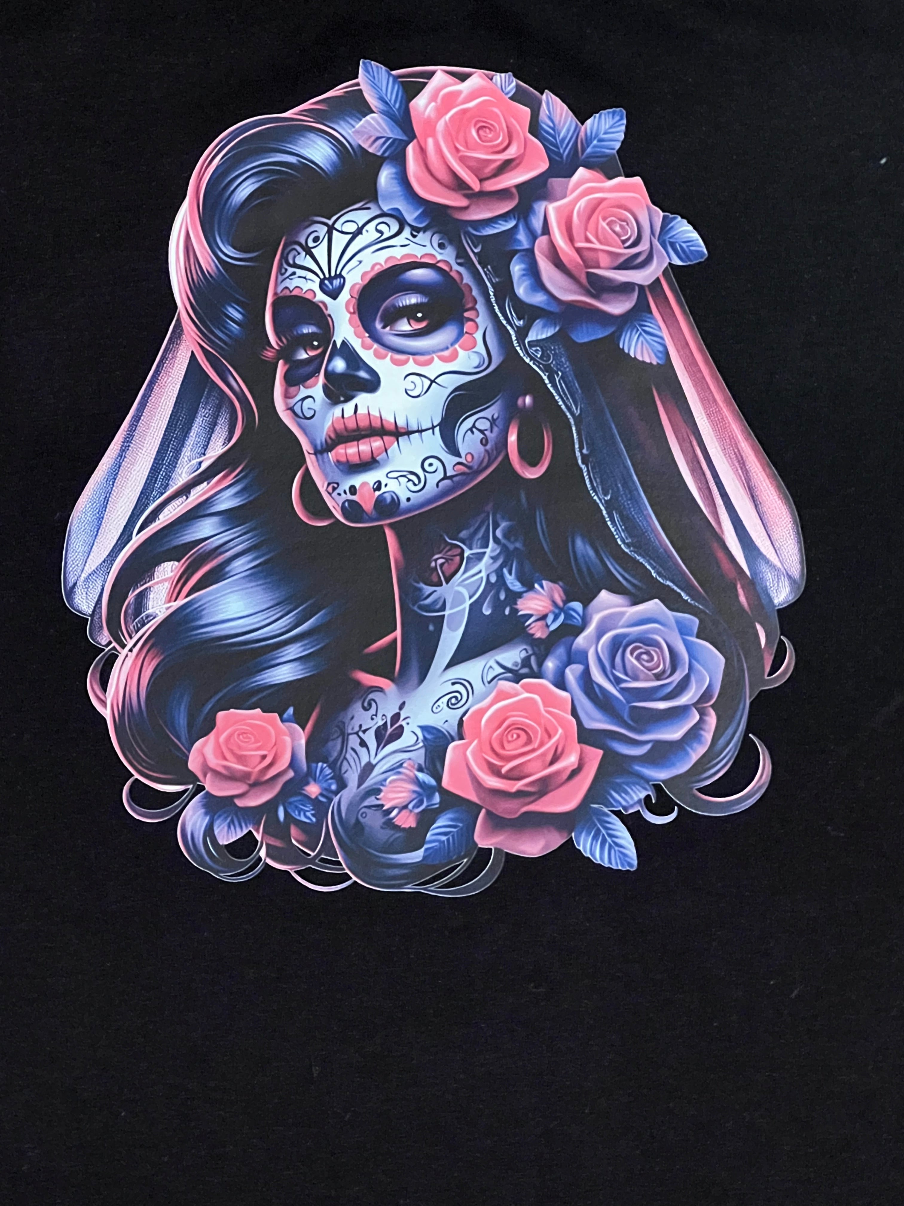 Catrina Rose Tee – Día de los Muertos Inspired Design T-Shirt Crewneck Short Sleeve