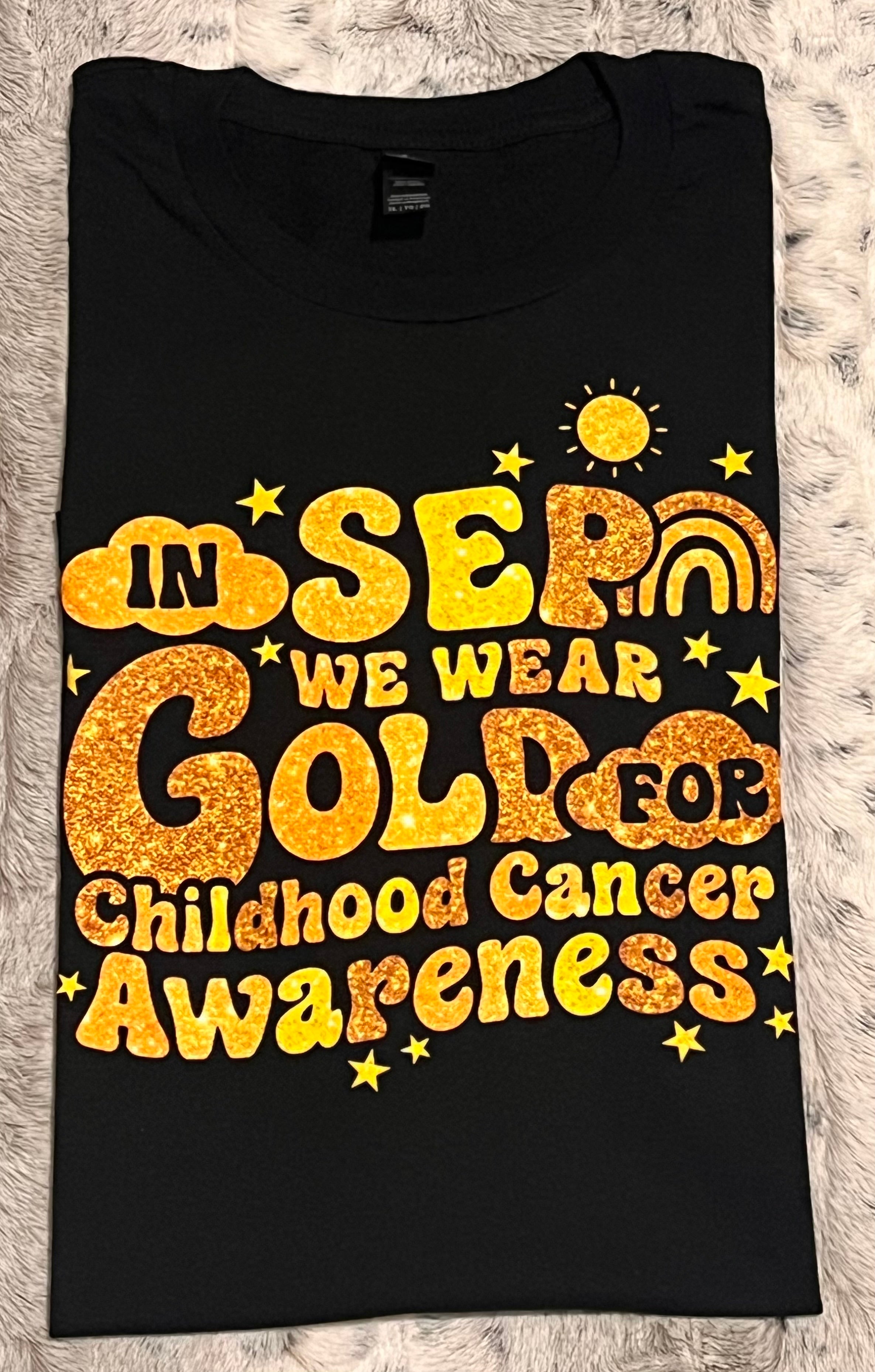 💛 “In September We Wear Gold” Childhood Cancer Awareness T-Shirt Crewneck Short Sleeve