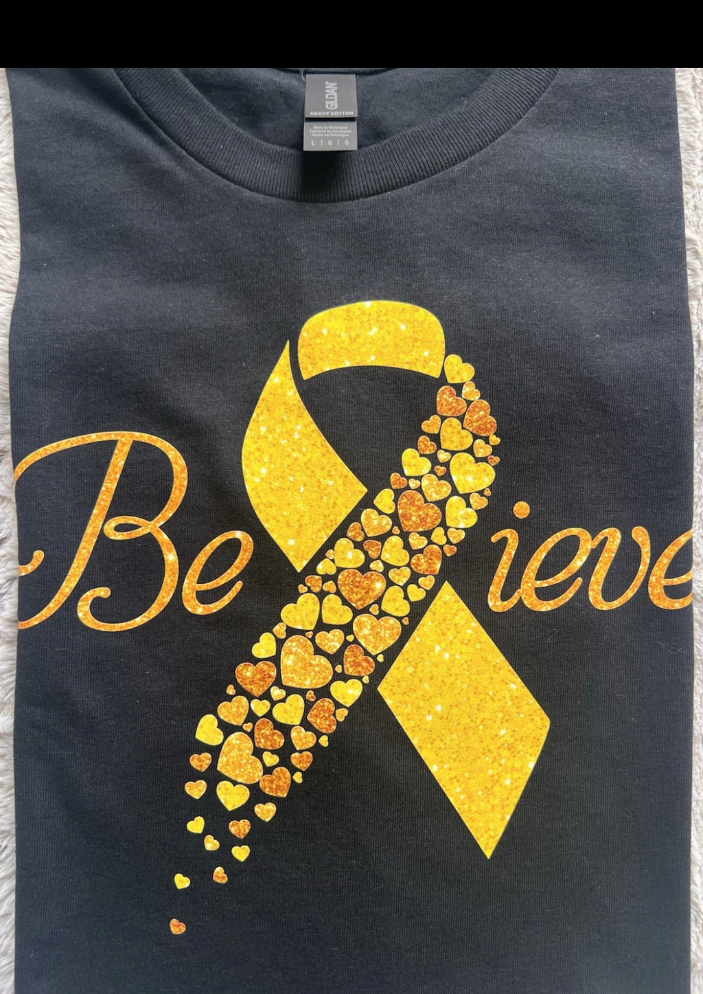 “Believe” Childhood Cancer Awareness T-Shirt Crewneck Short Sleeve