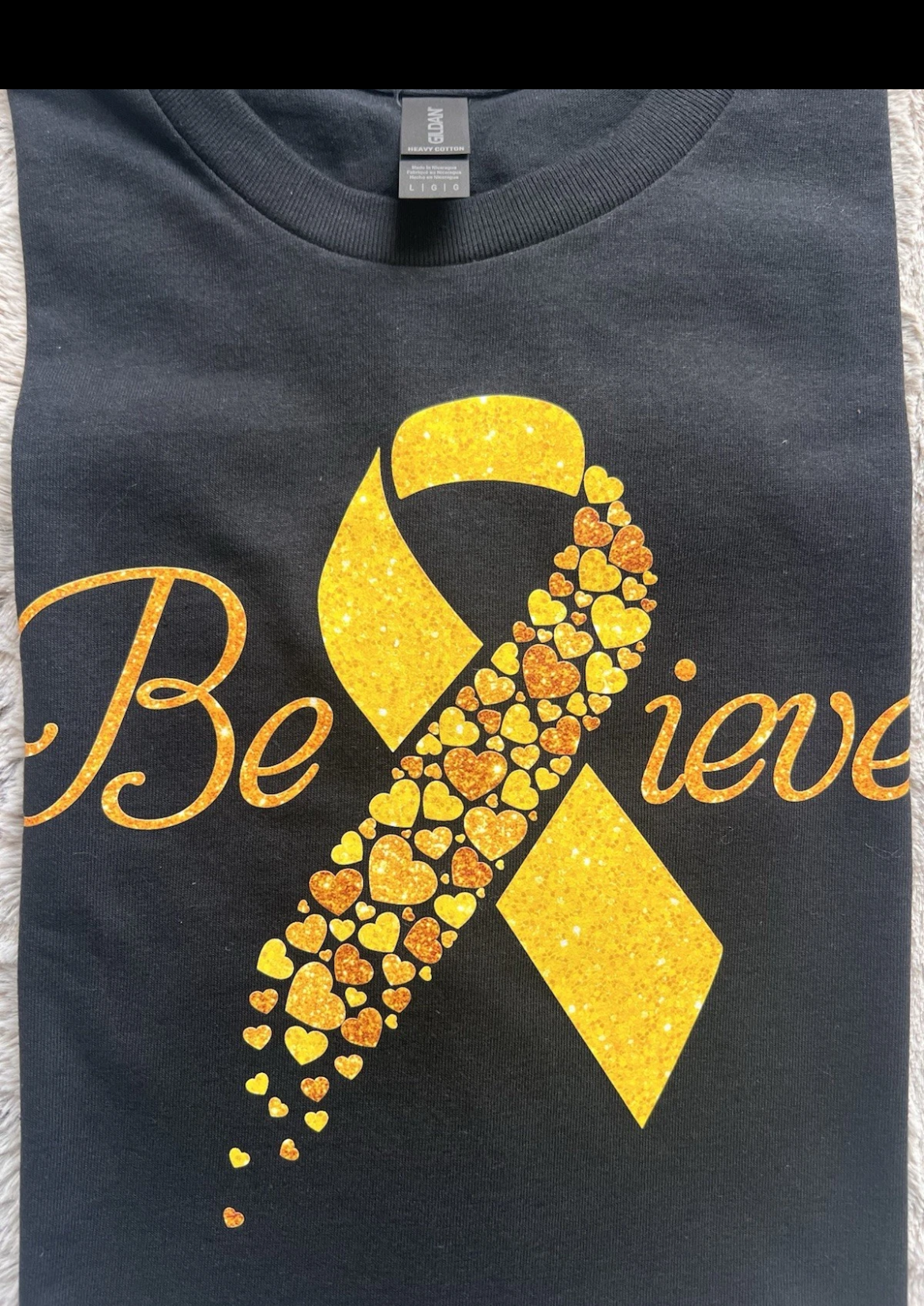 “Believe” Childhood Cancer Awareness T-Shirt Crewneck Short Sleeve