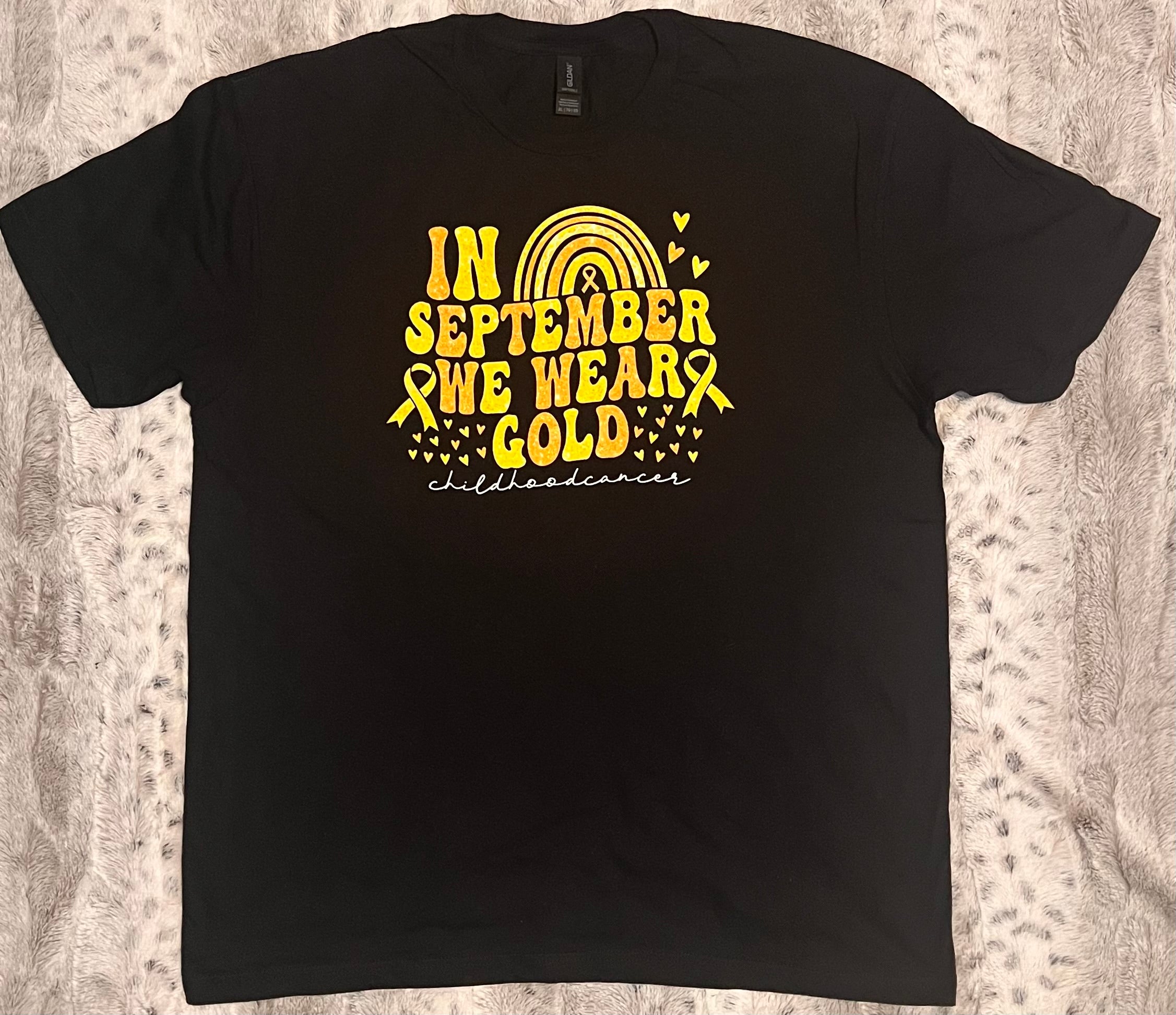 💛 “In September We Wear Gold” Childhood Cancer Awareness T-Shirt Crewneck Short Sleeve