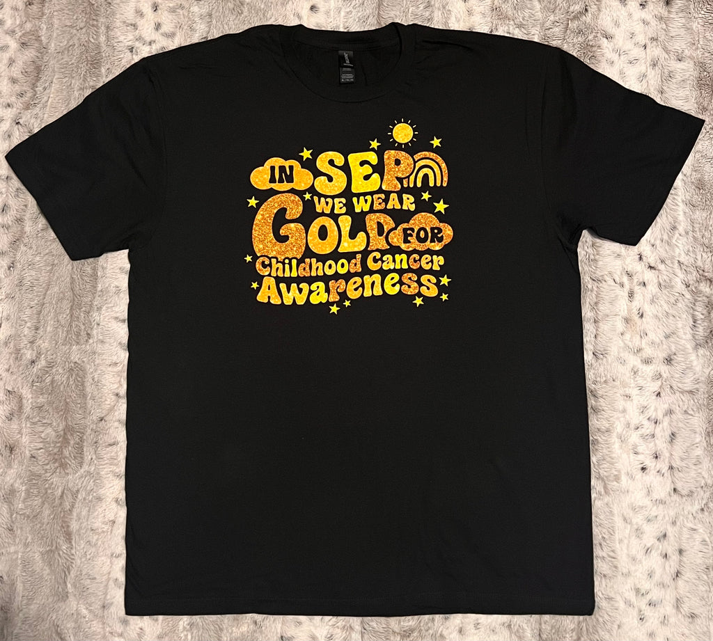 💛 “In September We Wear Gold” Childhood Cancer Awareness T-Shirt Crewneck Short Sleeve