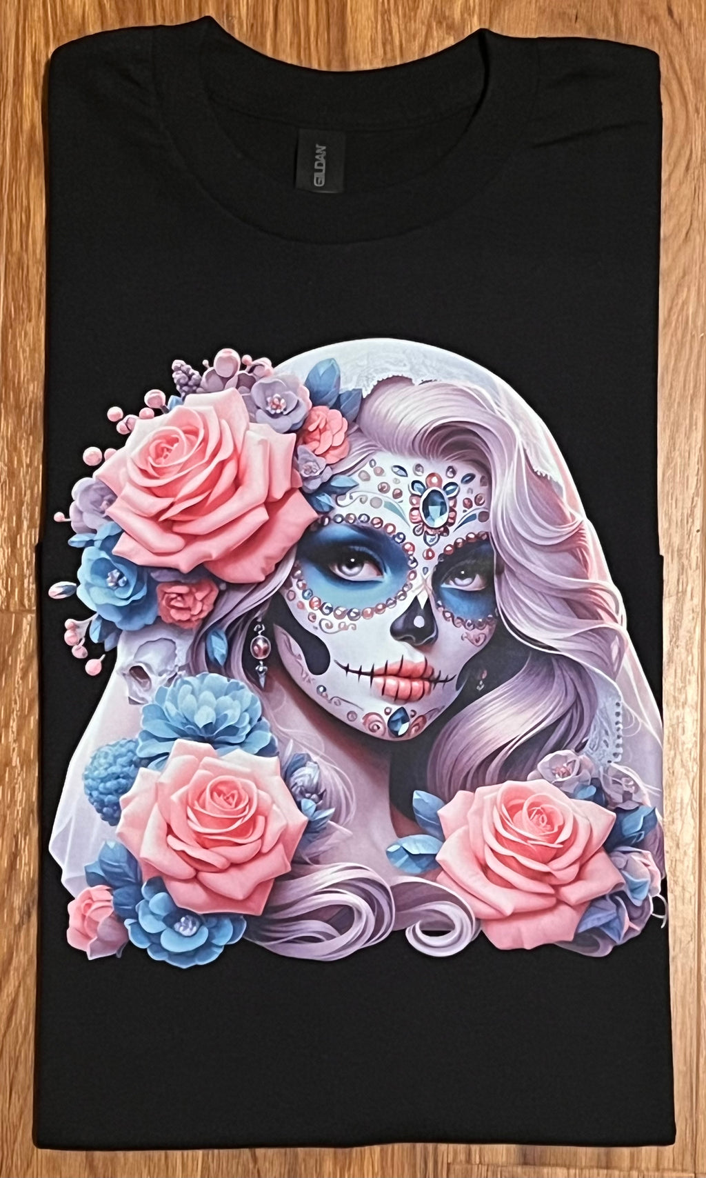Catrina Rose Tee – Día de los Muertos Inspired Design T-Shirt Crewneck Short Sleeve