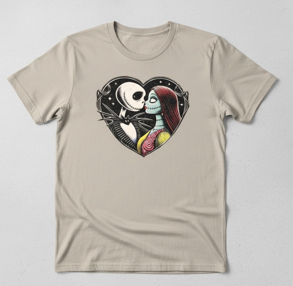 Jack & Sally Heart Love Beige Tee