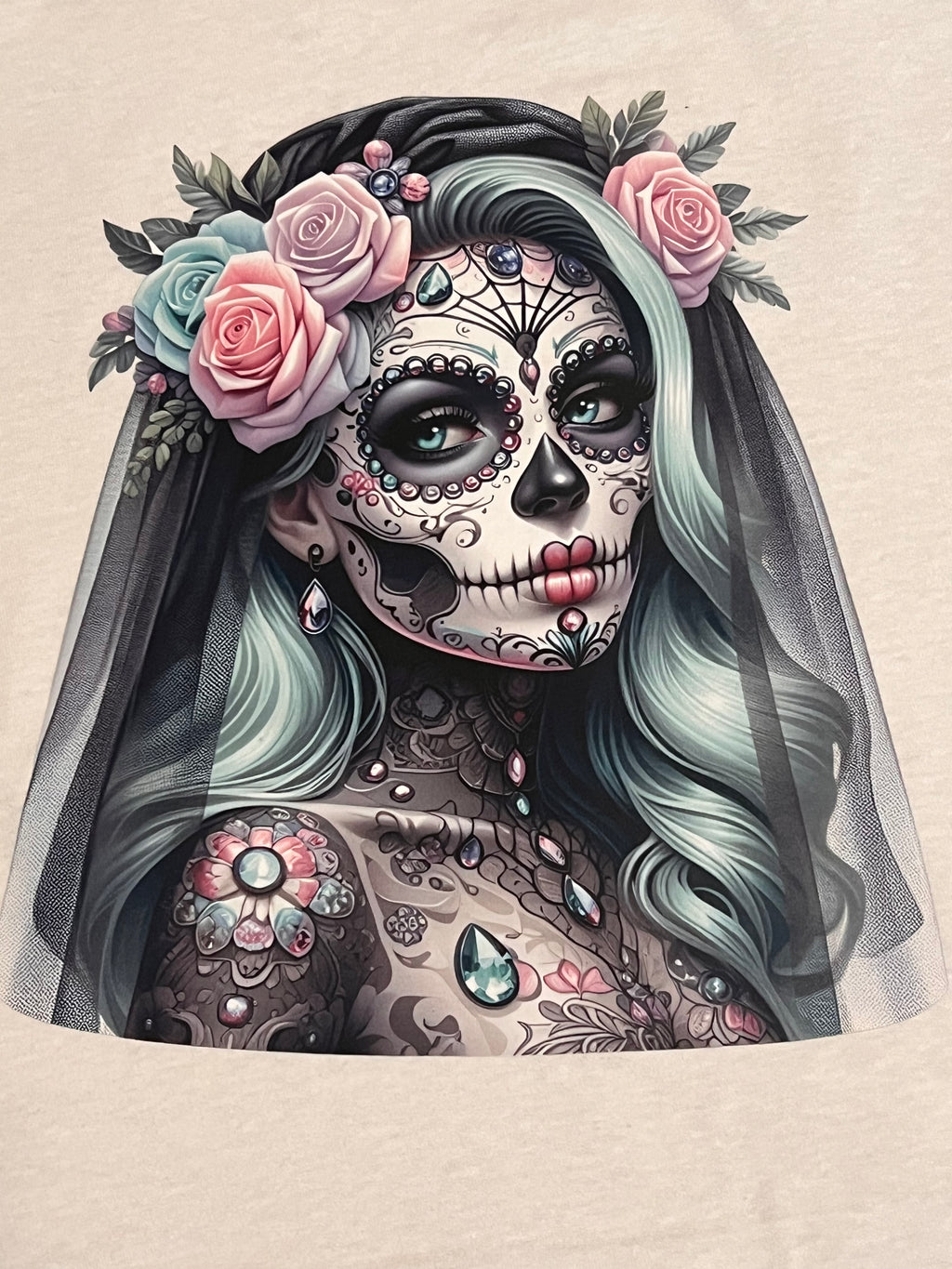 Catrina Rose Tee – Día de los Muertos Inspired Design T-Shirt Crewneck Short Sleeve