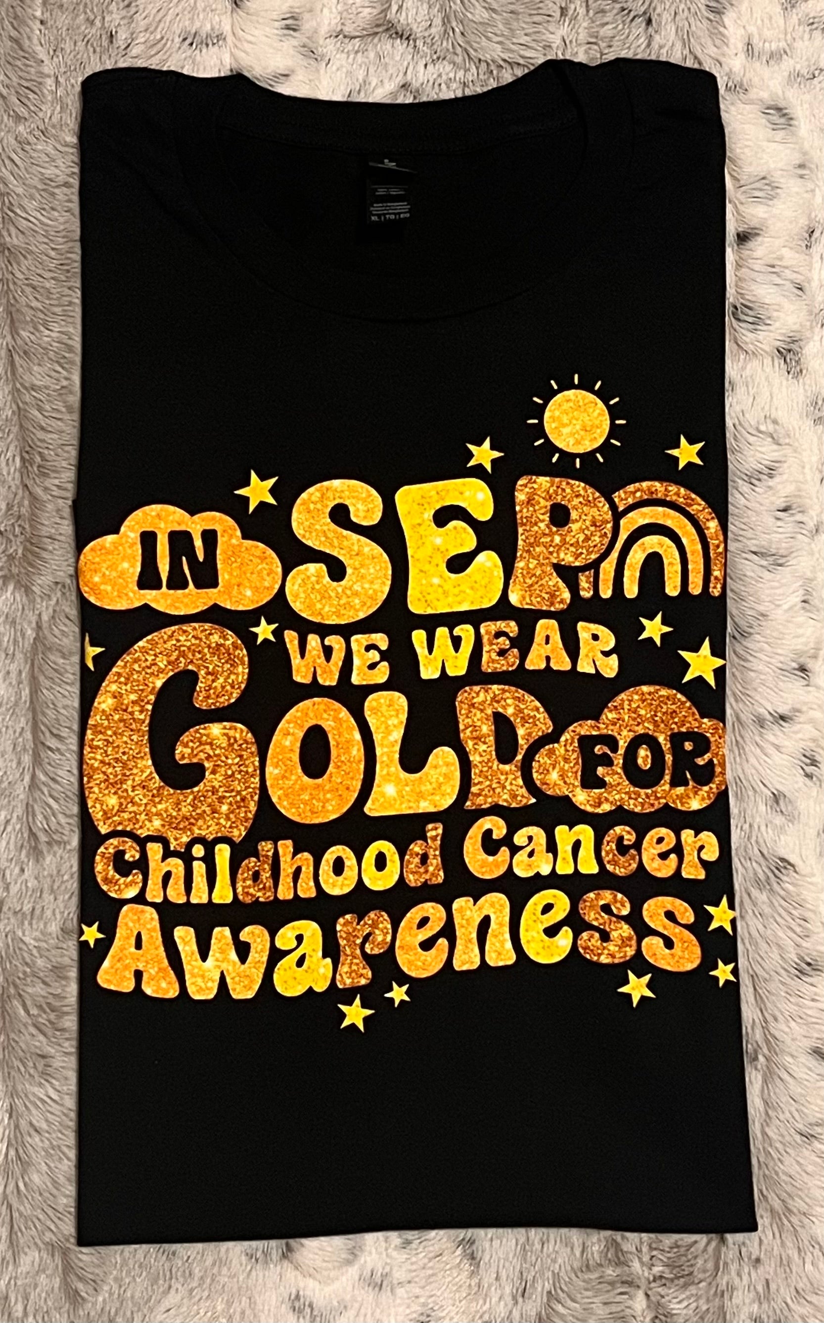 💛 “In September We Wear Gold” Childhood Cancer Awareness T-Shirt Crewneck Short Sleeve