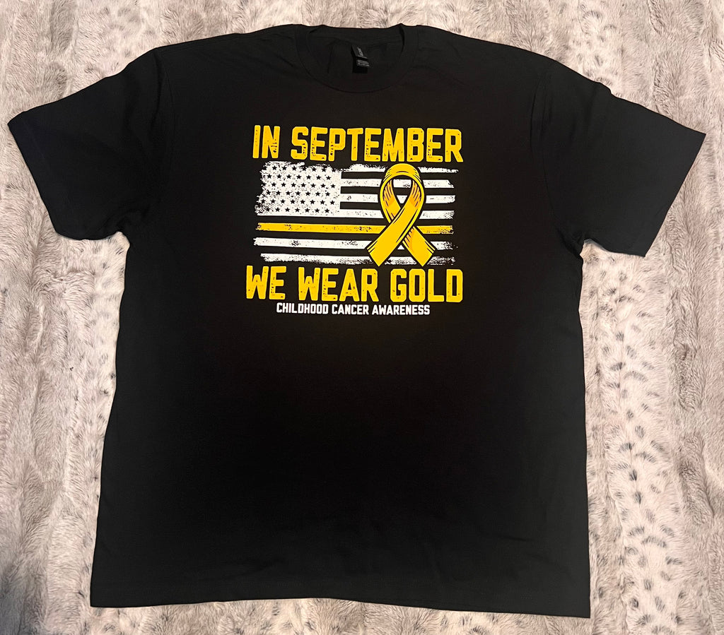💛 “In September We Wear Gold” Childhood Cancer Awareness T-Shirt Crewneck Short Sleeve