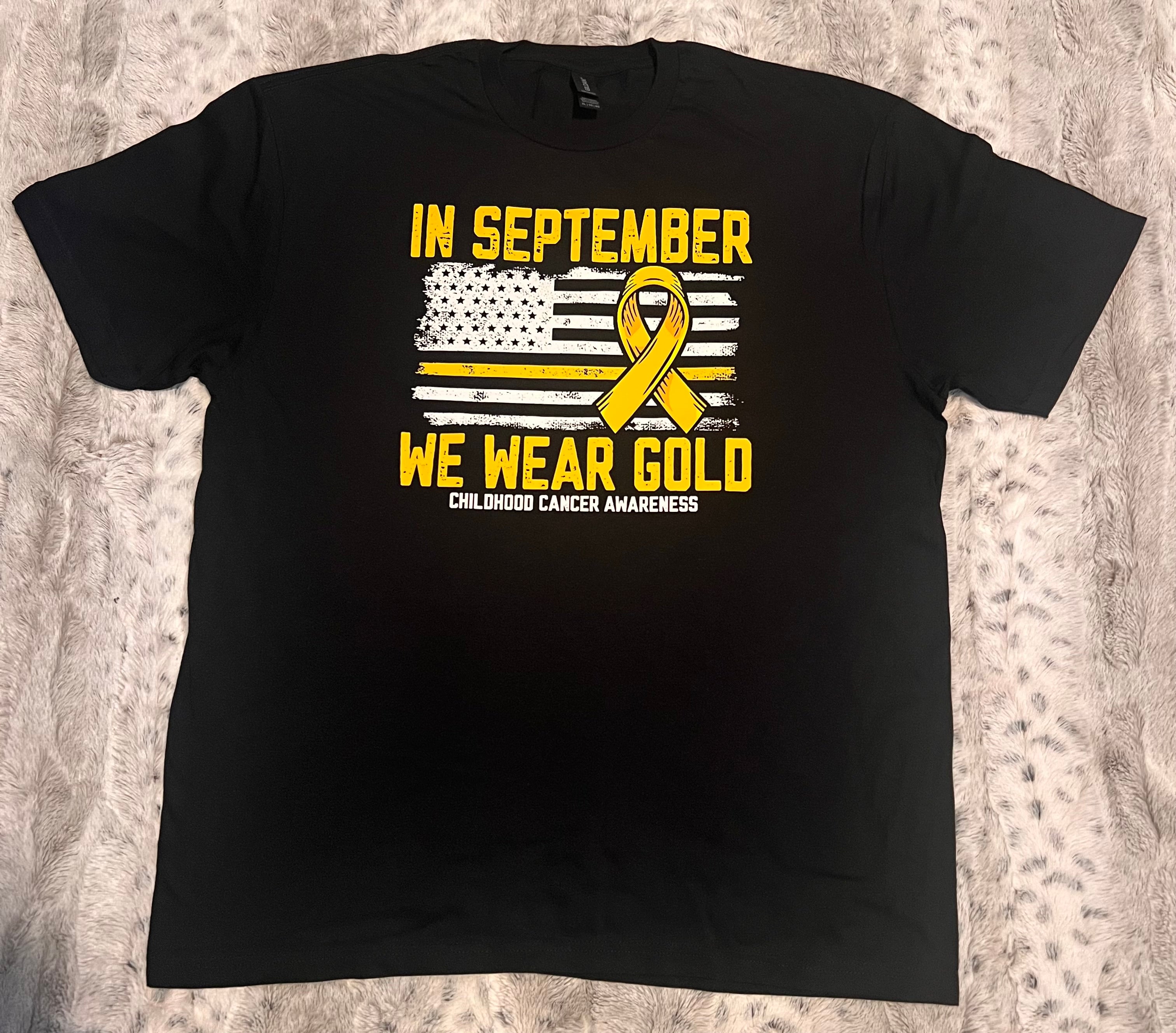 💛 “In September We Wear Gold” Childhood Cancer Awareness T-Shirt Crewneck Short Sleeve