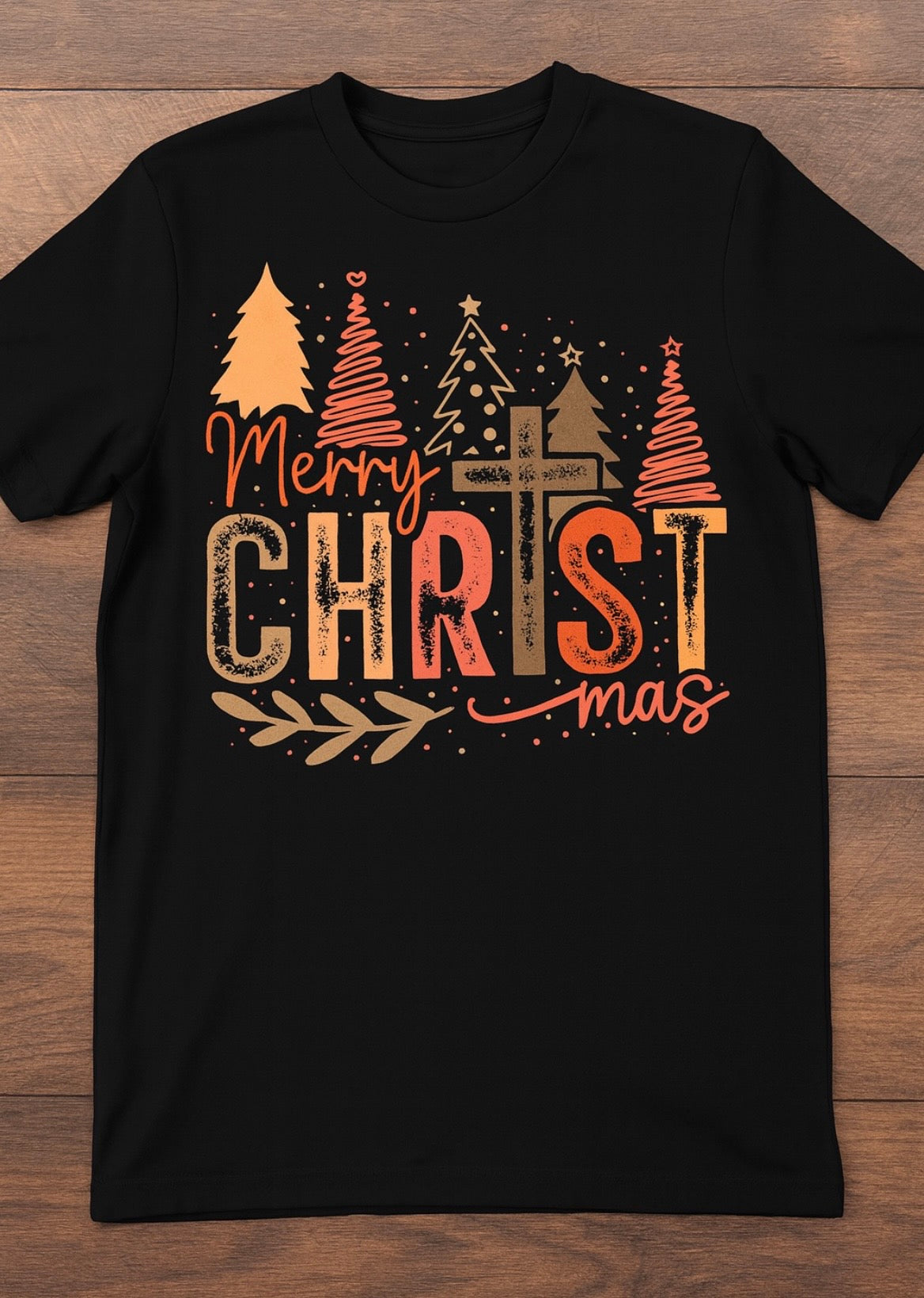 Merry Christmas Faith Cross T-Shirt - Christian Holiday Graphic Tee