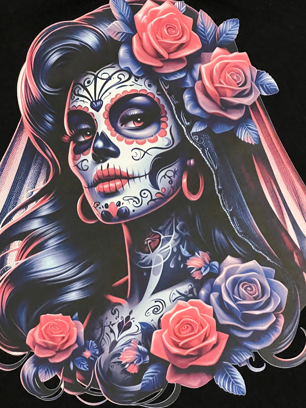 Catrina Rose Tee – Día de los Muertos Inspired Design T-Shirt Crewneck Short Sleeve