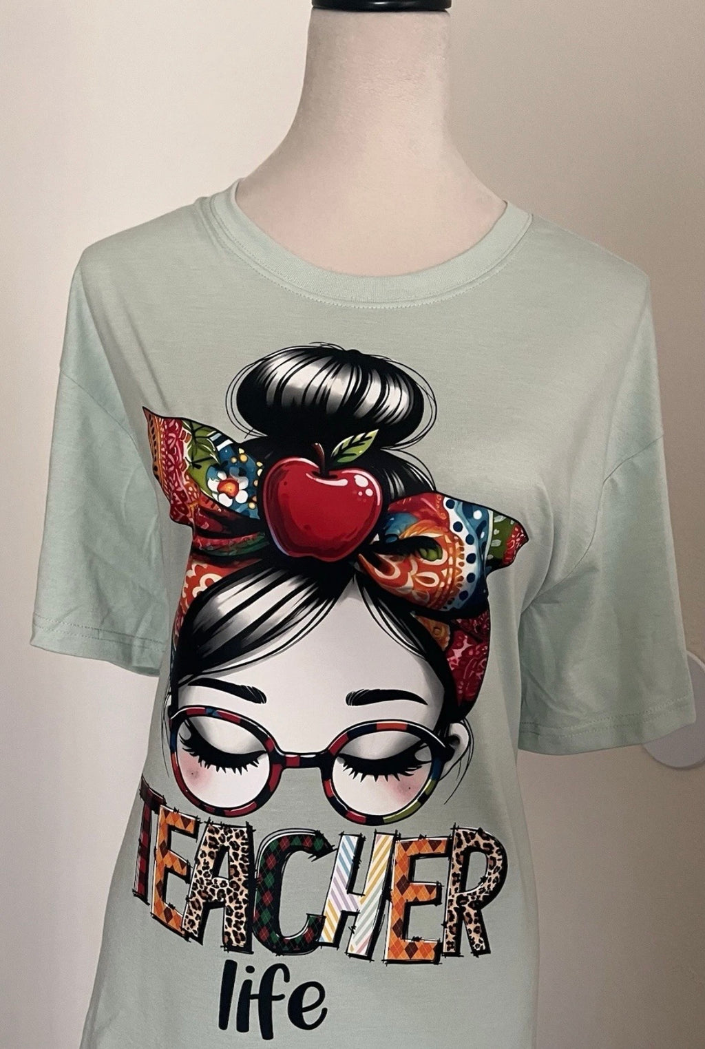 Teacher Life Graphic Tee - Cute Teacher Shirt with Apple & Bandana Design