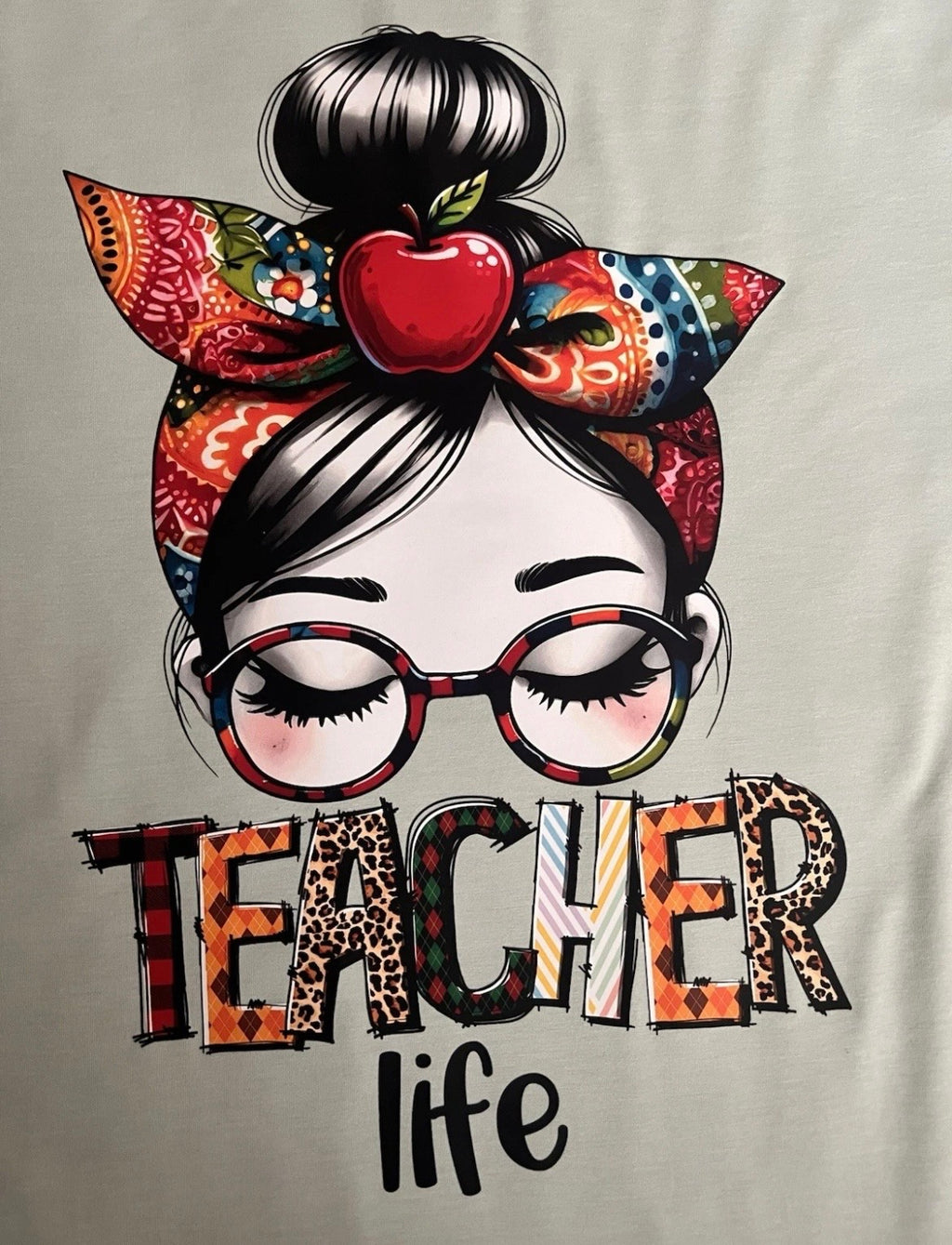 Teacher Life Graphic Tee - Cute Teacher Shirt with Apple & Bandana Design