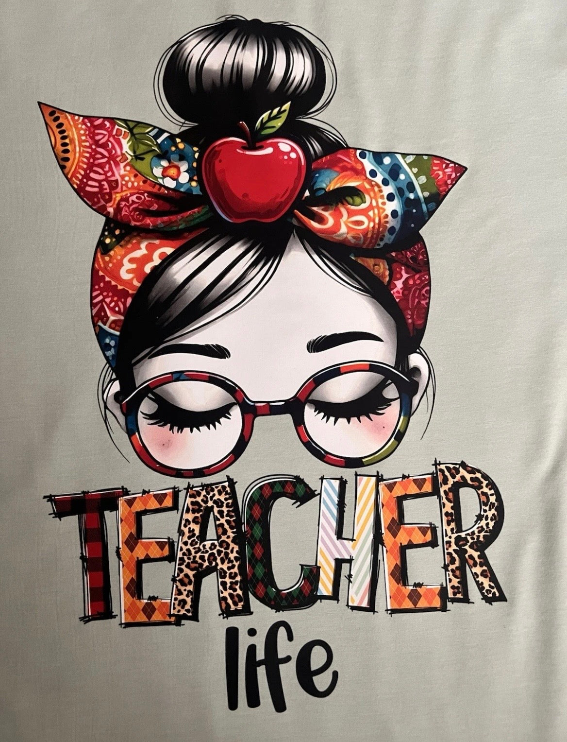 Teacher Life Graphic Tee - Cute Teacher Shirt with Apple & Bandana Design