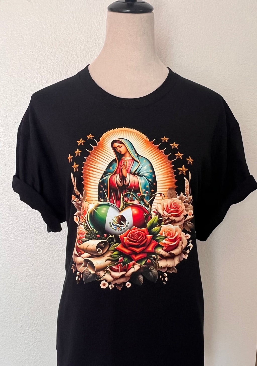 🌹 “Virgen de Guadalupe” Faith & Protection T-Shirt Crewneck Short Sleeve