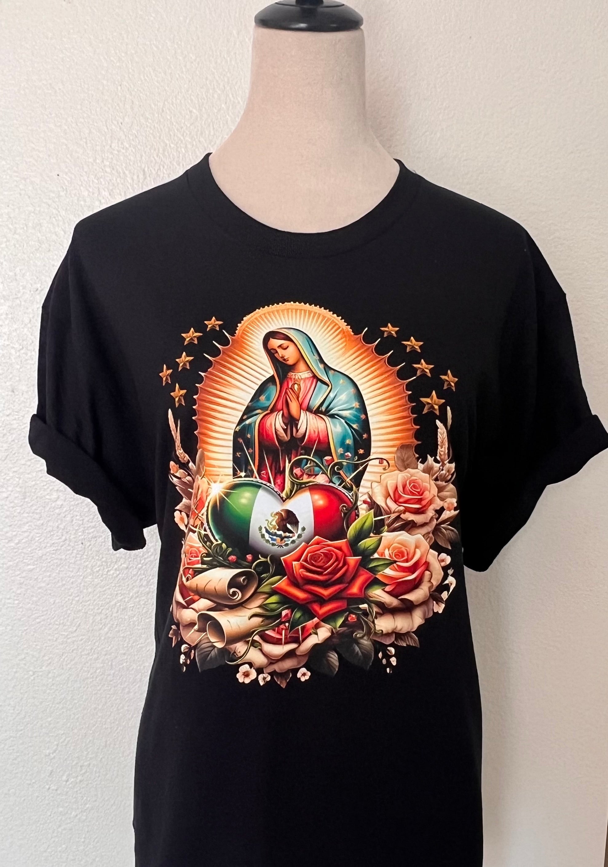 🌹 “Virgen de Guadalupe” Faith & Protection T-Shirt Crewneck Short Sleeve