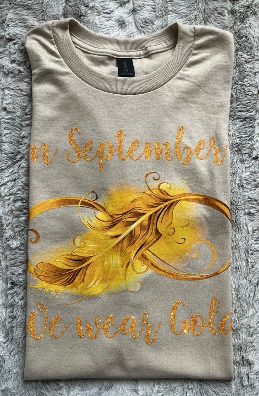 💛 “In September We Wear Gold” Childhood Cancer Awareness T-Shirt Crewneck Short Sleeve