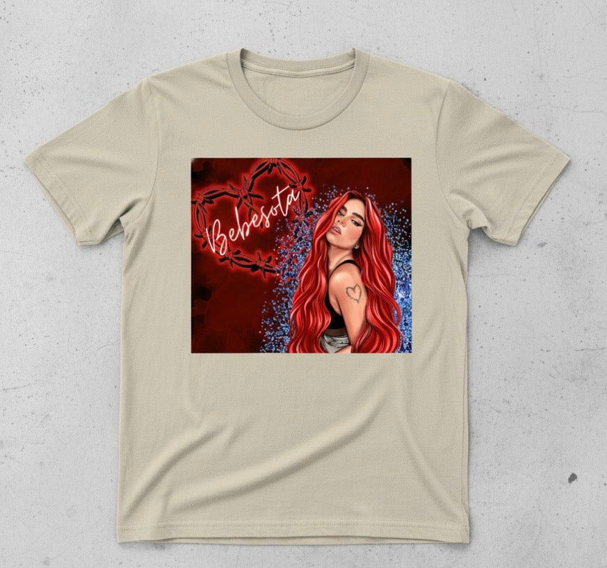 Bebecita Karol G T-Shirt - Red Romance Portrait Design