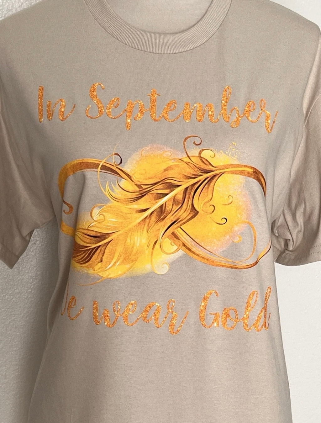 💛 “In September We Wear Gold” Childhood Cancer Awareness T-Shirt Crewneck Short Sleeve