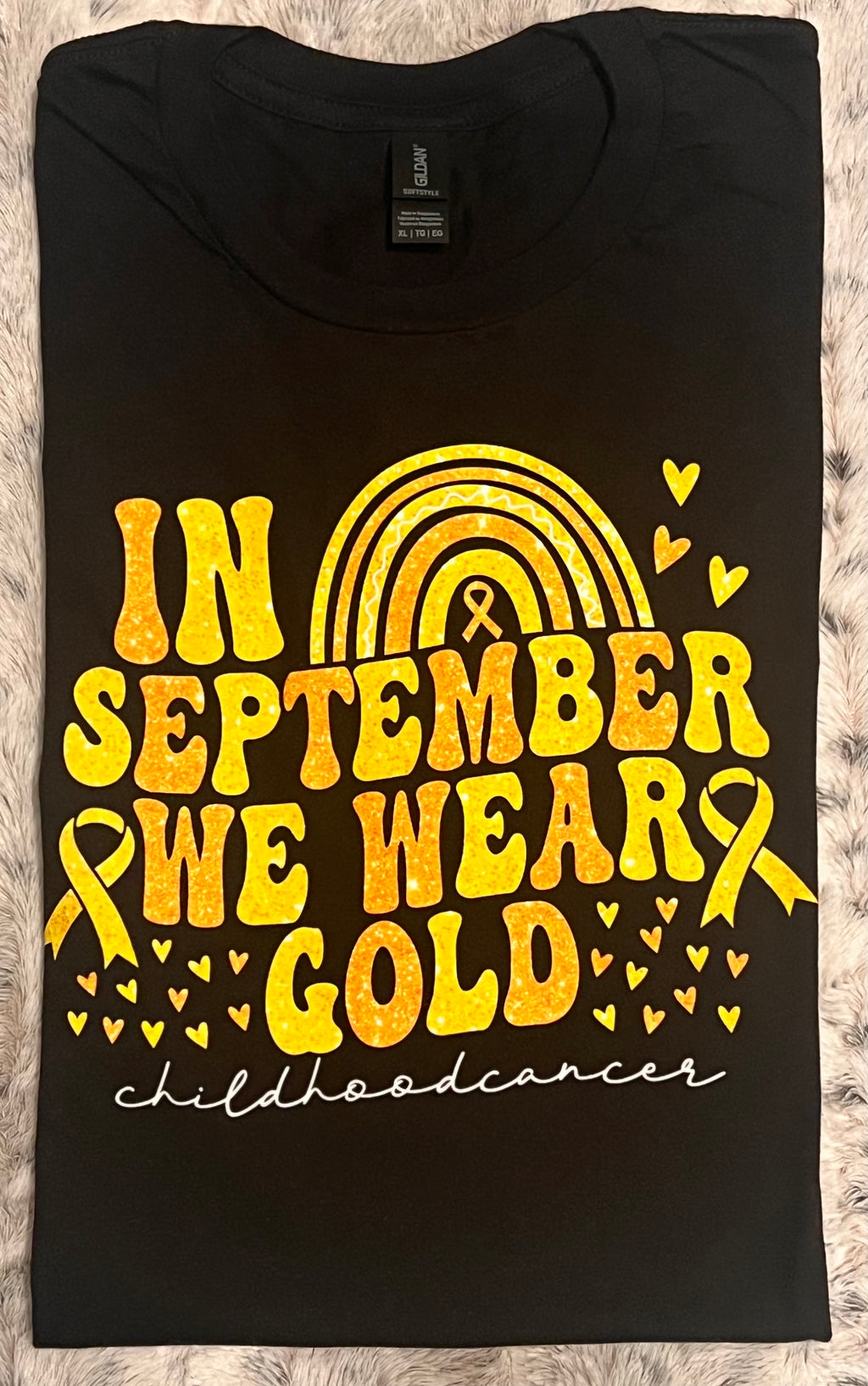 💛 “In September We Wear Gold” Childhood Cancer Awareness T-Shirt Crewneck Short Sleeve