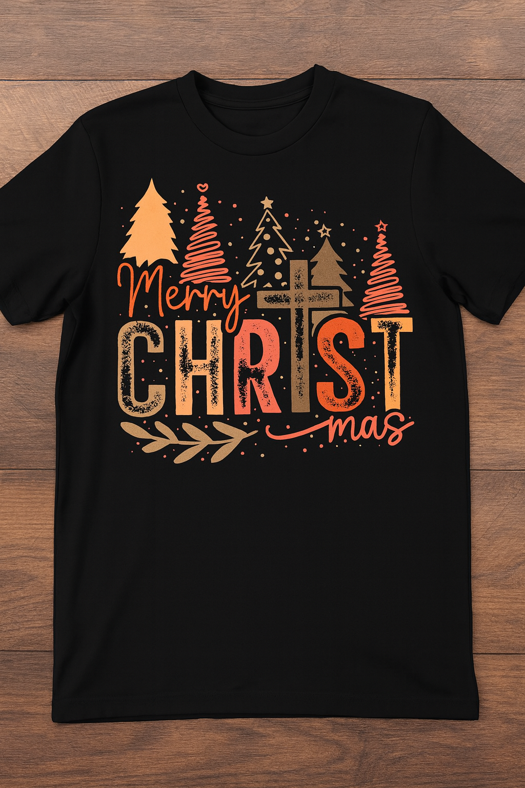 Merry Christmas Faith Cross T-Shirt - Christian Holiday Graphic Tee