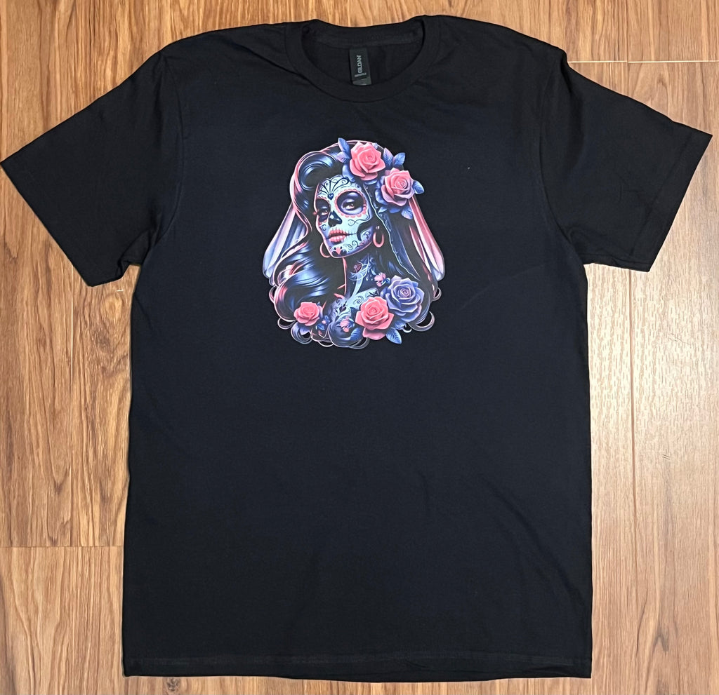 Catrina Rose Tee – Día de los Muertos Inspired Design T-Shirt Crewneck Short Sleeve