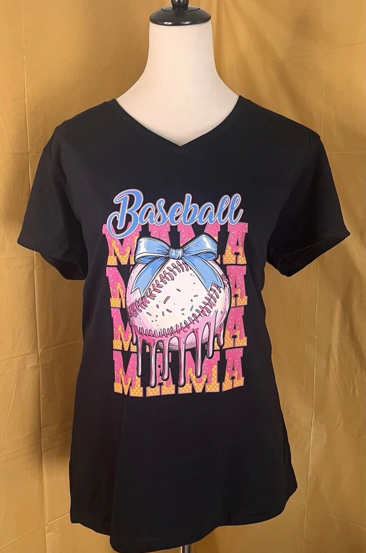 Baseball Mama Shirt - Cute Baseball Mom Tee with Bow & Leopard Print