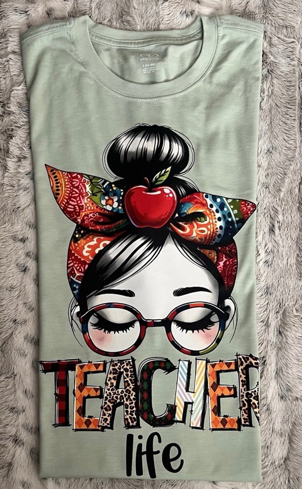 Teacher Life Graphic Tee - Cute Teacher Shirt with Apple & Bandana Design