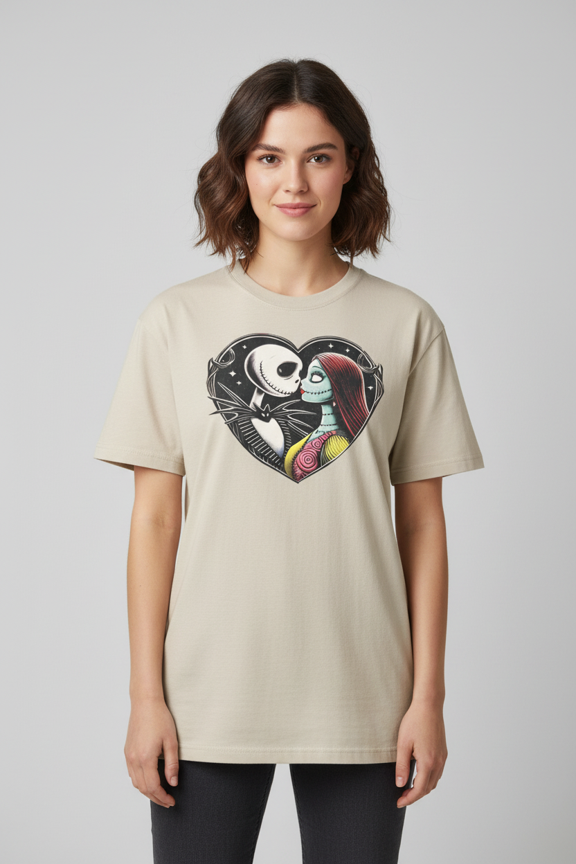 Beige t-shirt mockup with female model