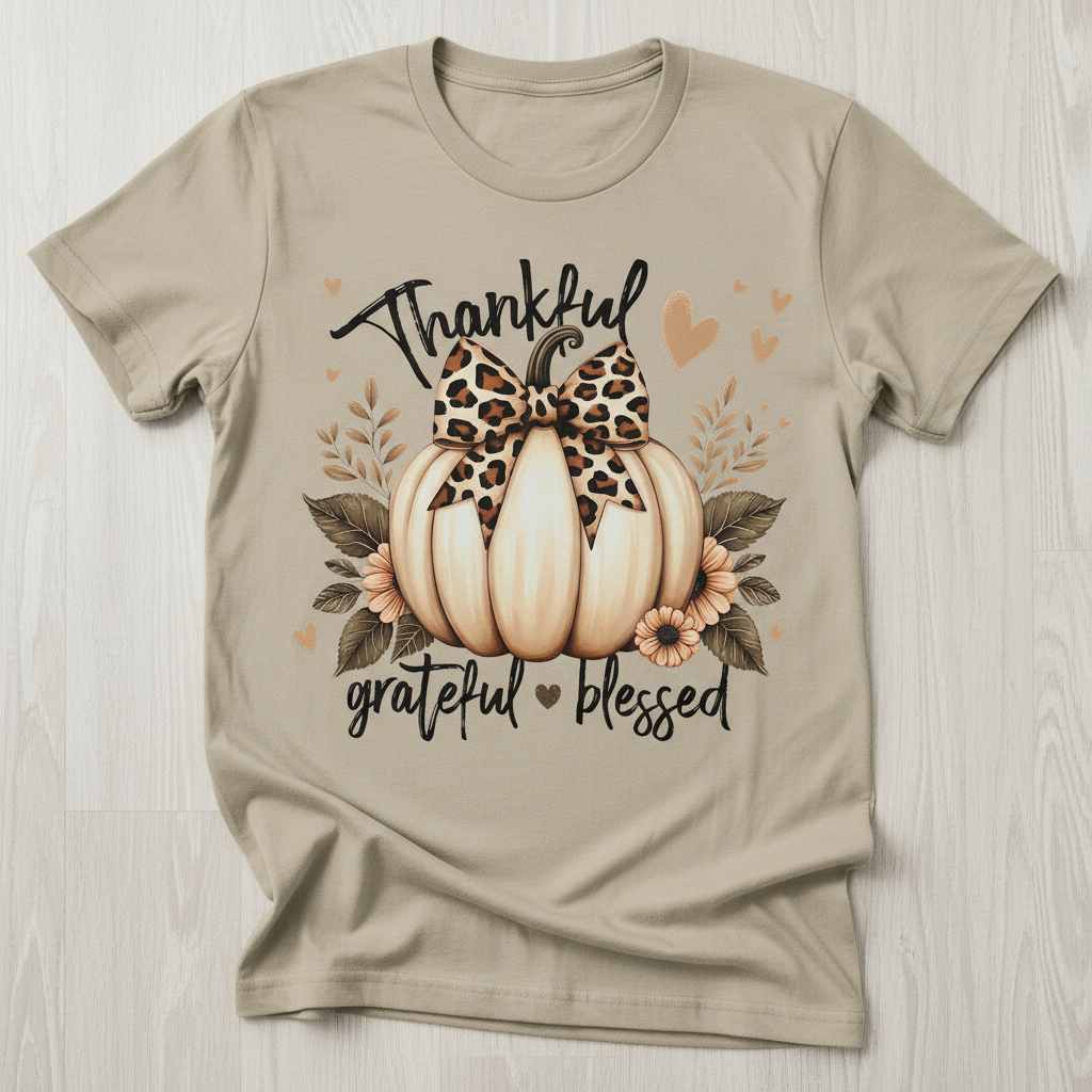 Beige Thankful Grateful Blessed Crewneck Mockup