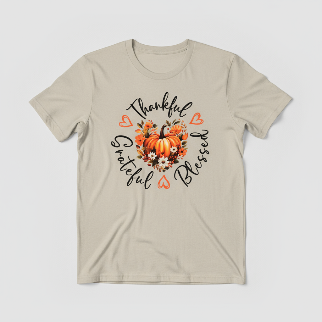 Beige Thankful Grateful Blessed Crewneck Mockup