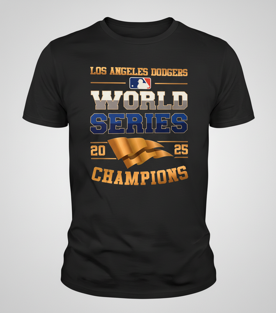 Dodgers World Series Champions Black Shirt Mockup